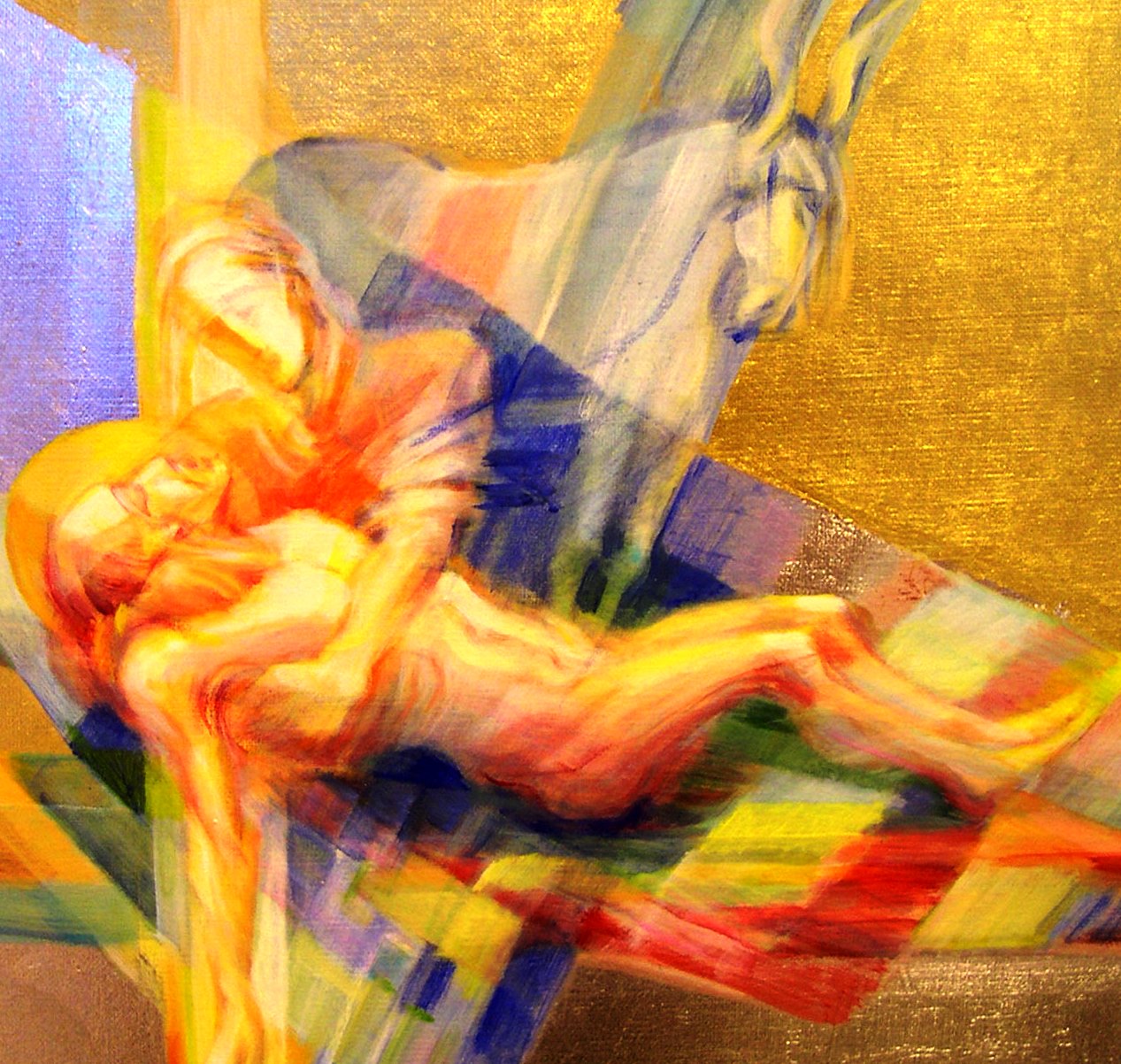 Den barmhjertige samaritan, detalj fra frise ved sykehusets hovedinngang, malt av Veslemøy Nystedt Stoltenberg