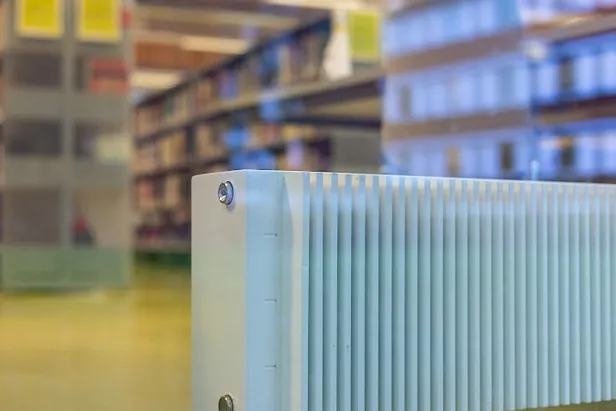 Foto av radiator på lesesal